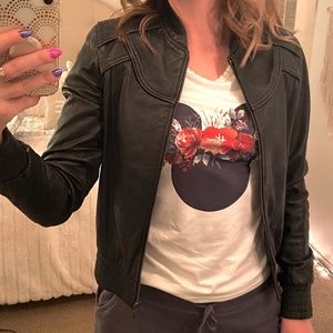 Sanctuary 100% leather black bomber jacket